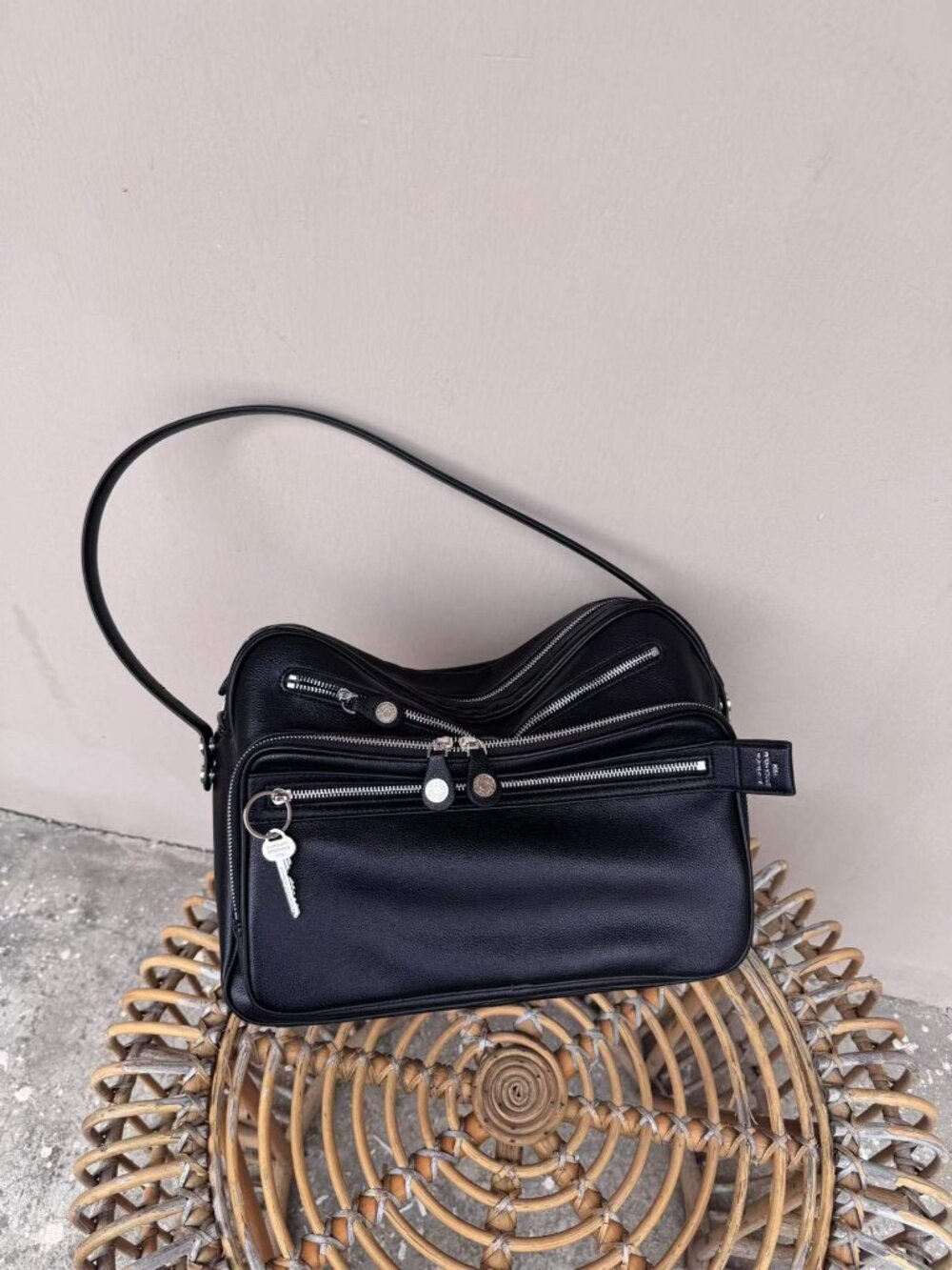 Acne Studios Classic Multipocket Black Soft-Leather Shoulder Bag